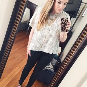 Snake Print Flutter Sleeve Top